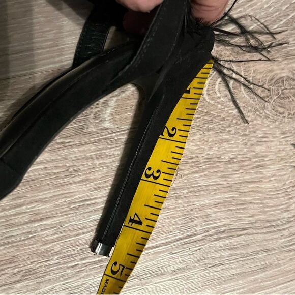 Black Feather Heel Pointed toe Ankle Strap 5” Stiletto Party Whimsigoth Goth 7.5 - Picture 10 of 10